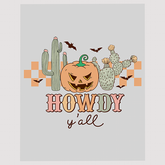 Howdy Y'all Pumpkin and Cactus Halloween DTF Transfer | Southwestern Spooky Decor